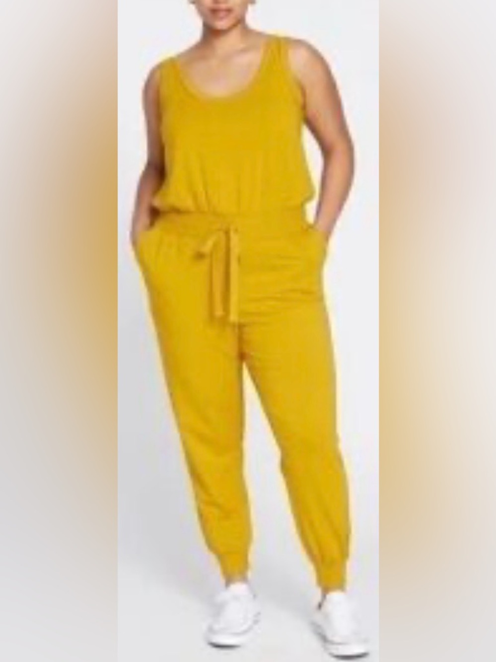 Universal Standard Jumpsuit Relaxed Fit Jogger French Terry Mustard (XS) NWT’s